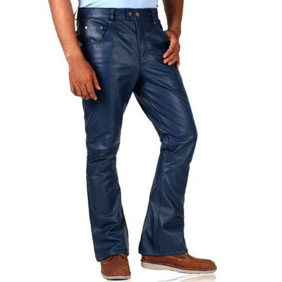 Laverapelle Men's Genuine Lambskin Leather Pants, Navy Blue, Size 38 - Picture 1 of 6